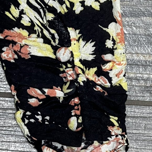 NWT $98 Free People Hilary Printed Top Size Small Black Combo Smocked Blouse S - Picture 13 of 16
